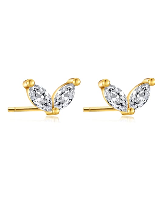 18k gold [white] 925 Sterling Silver Cubic Zirconia Geometric Dainty Stud Earring